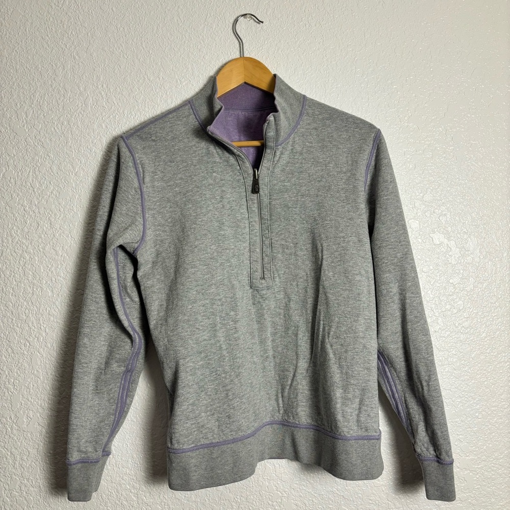 Tommy Bahama Size Small PURPLE & GREY Flipshore Reversible 1/2 Zip Pullover
